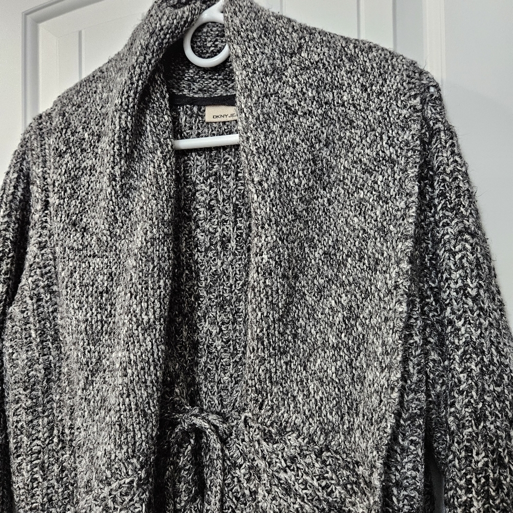 DKNY Jeans Gray/Black Knit Women's Cardigan Plus Size 14/16 - Picture 3 of 5